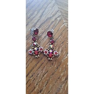 Faux Ruby Chandelier Sparkly Earrings